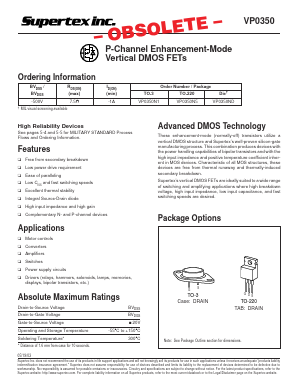 VP0350ND Datasheet PDF Supertex Inc
