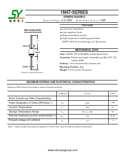 1N4744A Datasheet PDF Changzhou Shunye Electronics Co.,Ltd.