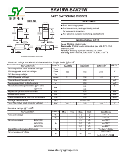 BAV19W Datasheet PDF Changzhou Shunye Electronics Co.,Ltd.