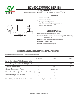 ZMM55C Datasheet PDF Changzhou Shunye Electronics Co.,Ltd.