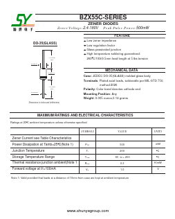 BZX55C3V6 Datasheet PDF Changzhou Shunye Electronics Co.,Ltd.