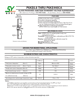 P6KE10 Datasheet PDF Changzhou Shunye Electronics Co.,Ltd.
