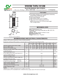 W02M Datasheet PDF Changzhou Shunye Electronics Co.,Ltd.