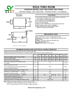 RS2A Datasheet PDF Changzhou Shunye Electronics Co.,Ltd.