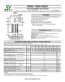RS601 Datasheet PDF Changzhou Shunye Electronics Co.,Ltd.