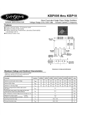 KBP10 Datasheet PDF SynSemi, Inc.