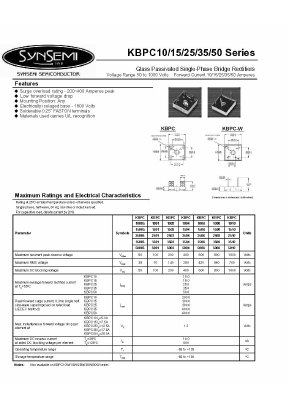 KBPC50005 Datasheet PDF SynSemi, Inc.