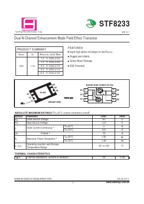 STF8233 Datasheet PDF Samhop Mircroelectronics