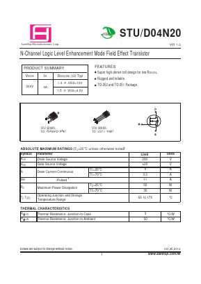 STD04N20 Datasheet PDF Samhop Mircroelectronics