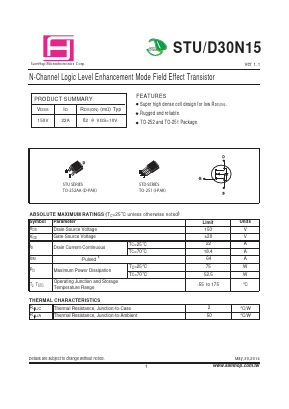 STU30N15 Datasheet PDF Samhop Mircroelectronics