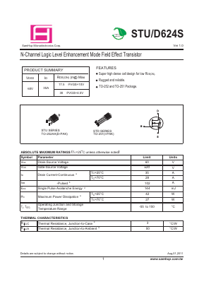 STU624S Datasheet PDF Samhop Mircroelectronics