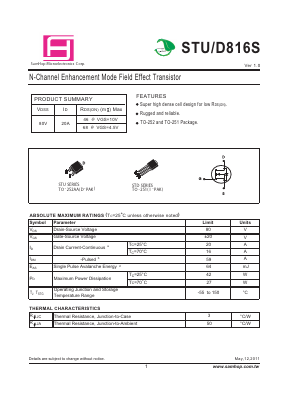STU816S Datasheet PDF Samhop Mircroelectronics