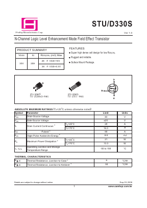 STU330S Datasheet PDF Samhop Mircroelectronics