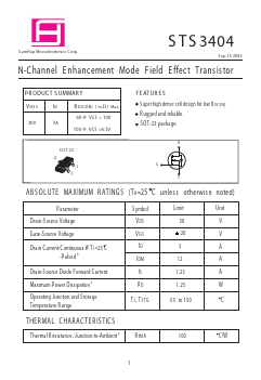 STS3404 Datasheet PDF Samhop Mircroelectronics
