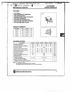 IRF153 Datasheet PDF Samsung
