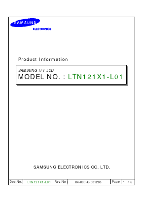 LTN121X1-L01 Datasheet PDF Samsung