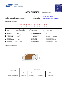 CL05A105KL5NRNC Datasheet PDF Samsung