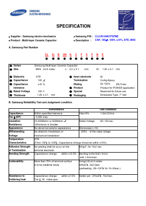 CL21B104KCFSFNE Datasheet PDF Samsung