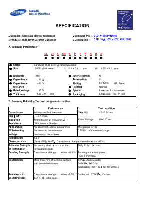 CL21A106KPFNNNE Datasheet PDF Samsung