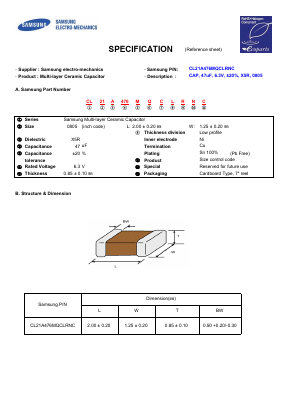 CL21A476MQCLRNC Datasheet PDF Samsung