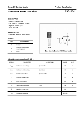 B1034 Datasheet PDF SavantIC Semiconductor 