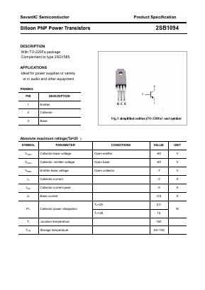 B1094 Datasheet PDF SavantIC Semiconductor 