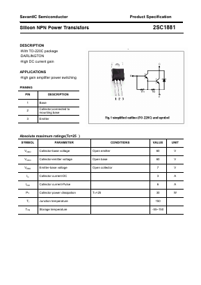 C1881 Datasheet PDF SavantIC Semiconductor 