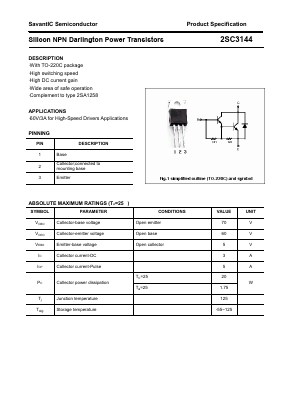 2SC3144 Datasheet PDF SavantIC Semiconductor 
