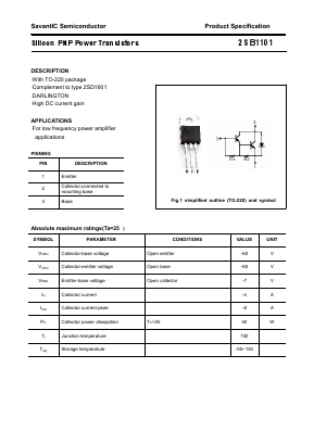 2SB1101 Datasheet PDF SavantIC Semiconductor 