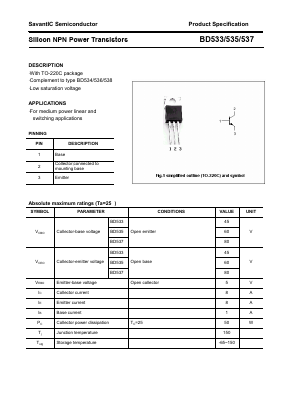 BD535 Datasheet PDF SavantIC Semiconductor 