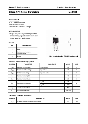 D44H11 Datasheet PDF SavantIC Semiconductor 