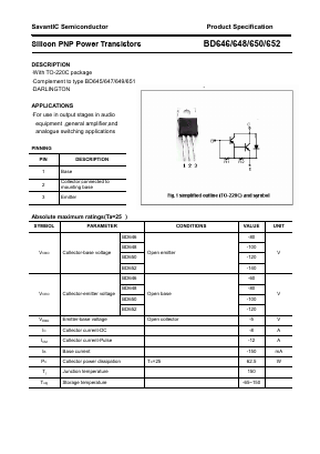 BD652 Datasheet PDF SavantIC Semiconductor 