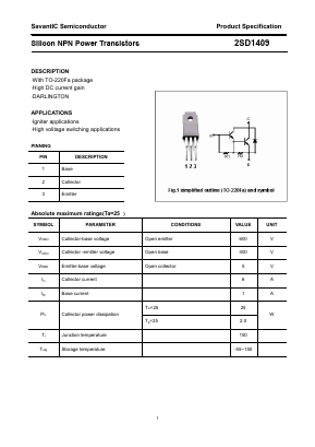 D1409 Datasheet PDF SavantIC Semiconductor 