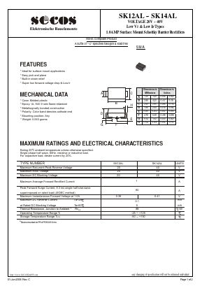 SK14AL Datasheet PDF Secos Corporation.