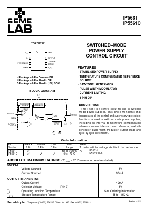 IP5561J-8 Datasheet PDF Semelab - > TT Electronics plc 