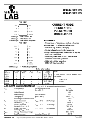 IP1844J Datasheet PDF Semelab - > TT Electronics plc 