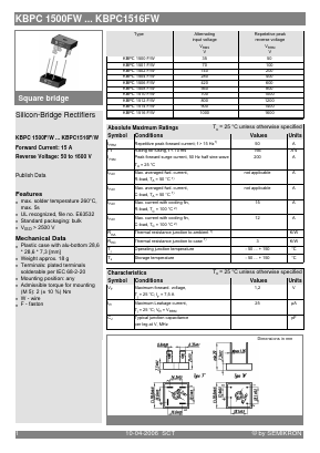 KBPC1510FW Datasheet PDF Semikron