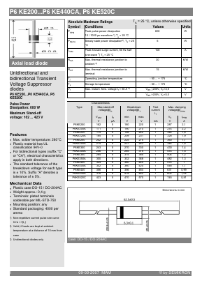 P6KE200CA Datasheet PDF Semikron