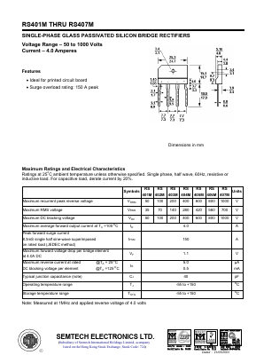 RS401M Datasheet PDF Semtech Electronics LTD.