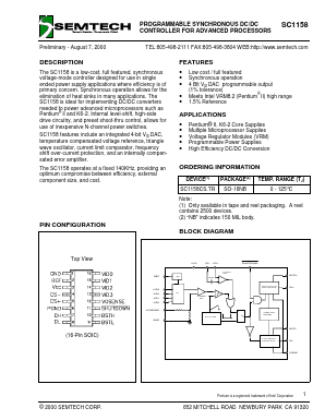 SC1158CS Datasheet PDF Semtech Corporation