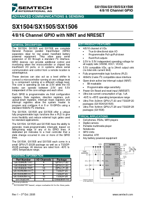 SX1504 Datasheet PDF Semtech Corporation