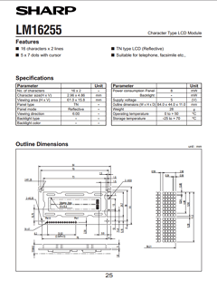 LM16255 Datasheet PDF Sharp Electronics