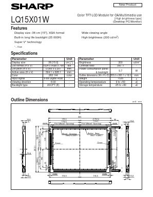 LQ15X01W Datasheet PDF Sharp Electronics