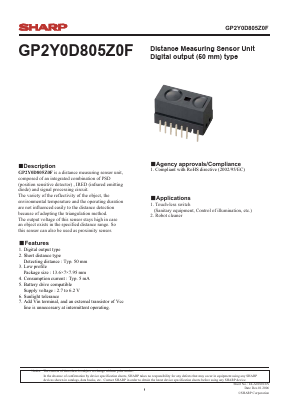 GP2Y0D805Z0F Datasheet PDF Sharp Electronics