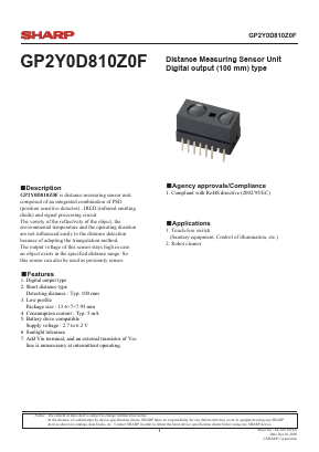 GP2Y0D810Z0F Datasheet PDF Sharp Electronics
