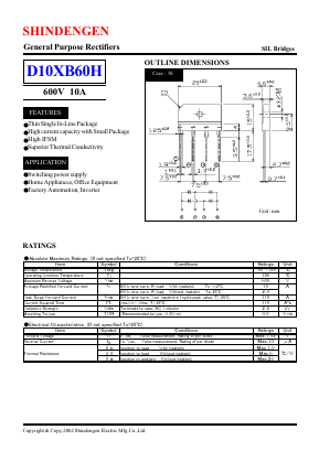 D10XB60H Datasheet PDF Shindengen