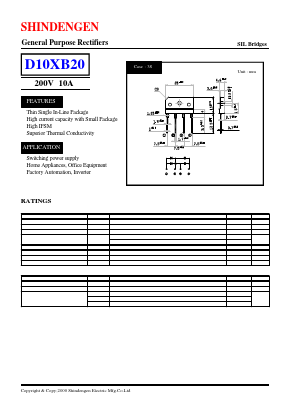 D10XB20 Datasheet PDF Shindengen