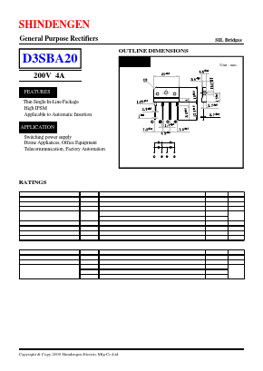 D3SBA20 Datasheet PDF Shindengen
