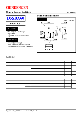 D5SBA60 Datasheet PDF Shindengen