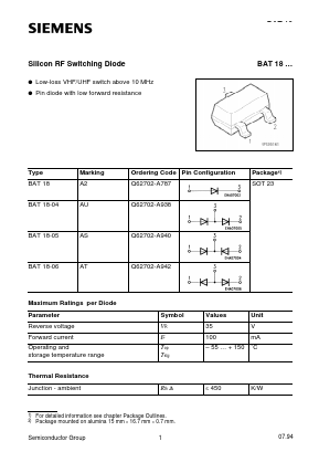 BAT18-06 Datasheet PDF Siemens AG